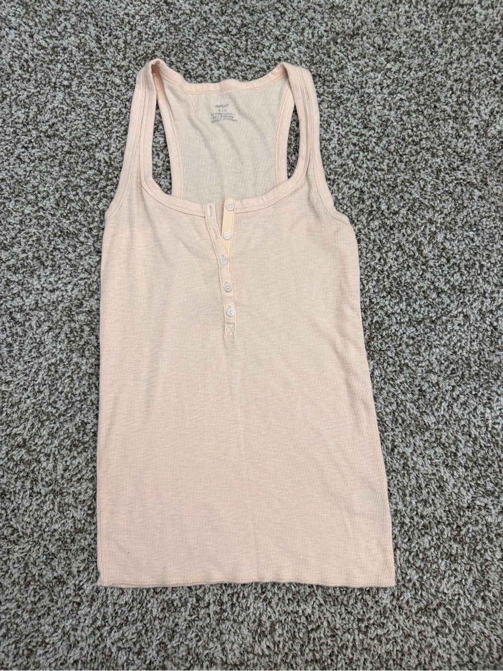 aerie Light Pink Ribbed Henley Tank